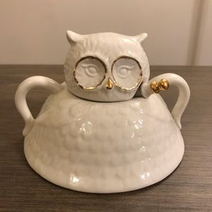Anthropologie Owl Sugar Jar with Spoon